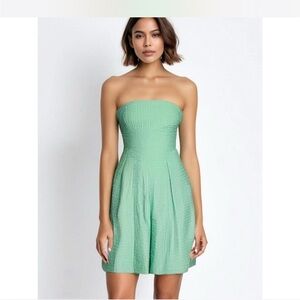 J. Crew Lorelei textured Green‎ Strapless Dress perfect for summer size 6